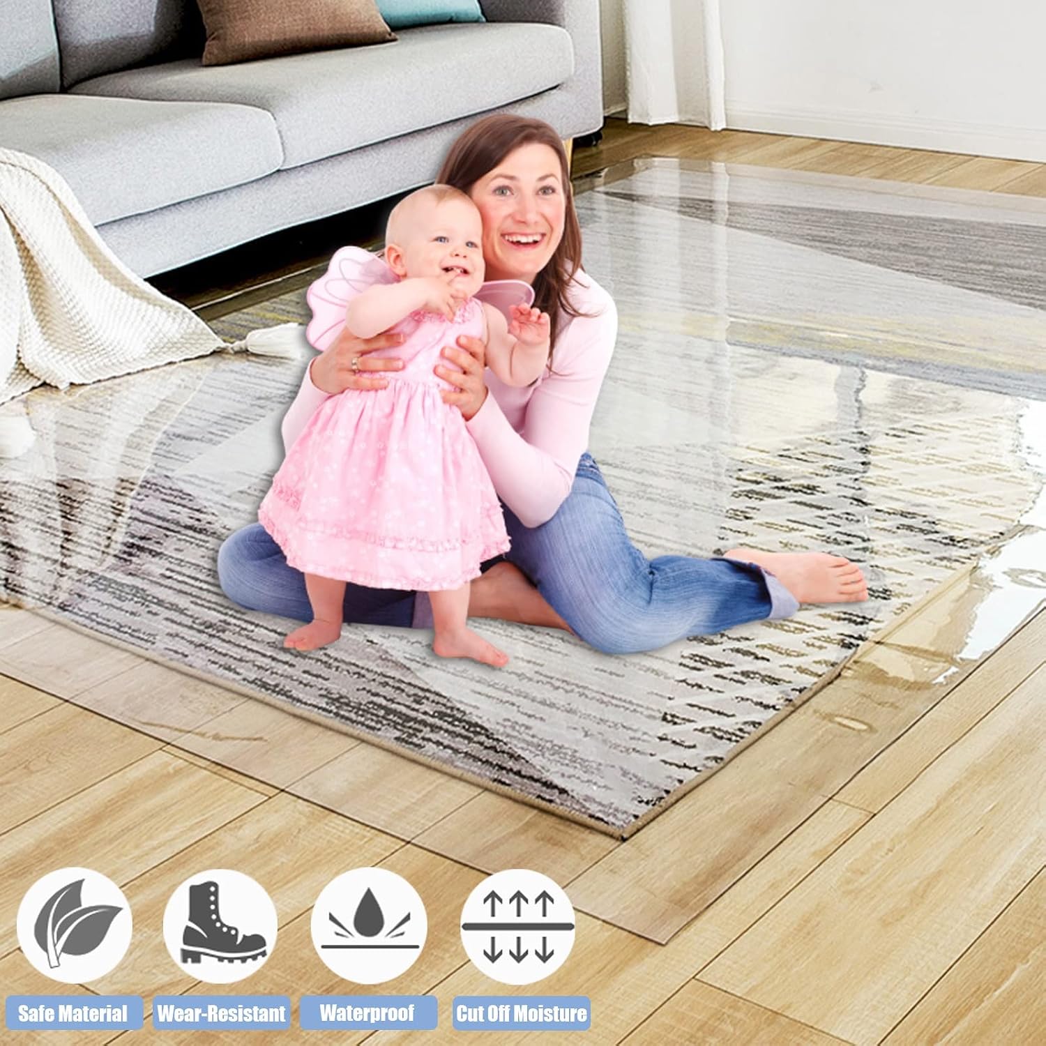 Vinyl Clear Desk Chair Mat for Carpet, Wood/Tile Floor Protector, Kitchen Countertop Mat Tabletop Cover Furniture/Cabinet/Shelf Top Protection Pad, Runner Rug Non-Slip (Color : Clear, Size : 3x9ft
