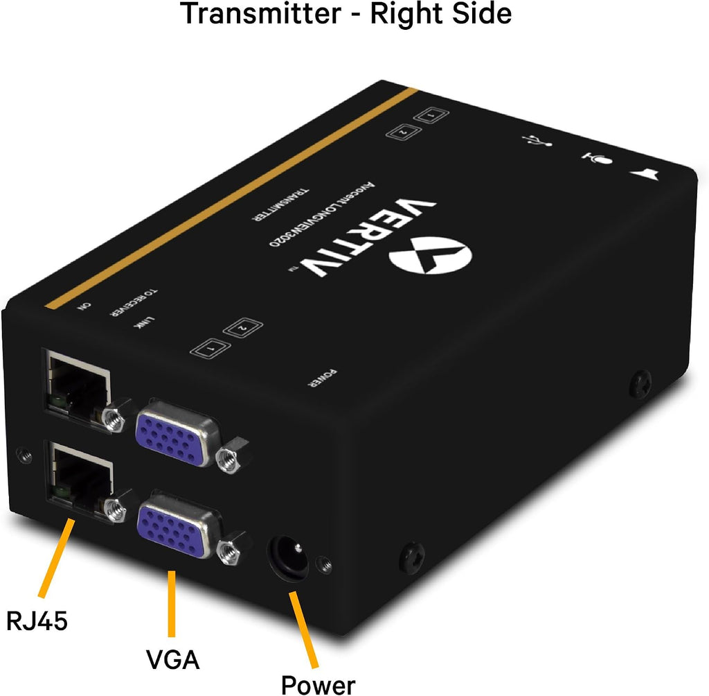 Vertiv Avocent LV 3020P High-Performance HD KVM Extender Kit with Receiver & Transmitter, VGA, Dual Monitor, Extend up to 300 m. / 1,000 ft. (3020P)
