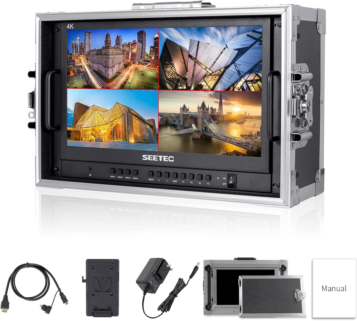 15.6 Inch Production Monitor ATEM156-CO 4K HDMI Output Inputs Quad Split Display 1920 x 1080 Full HD Live Streaming Portable Broadcast Direction Monitor for Video Switcher Mixer