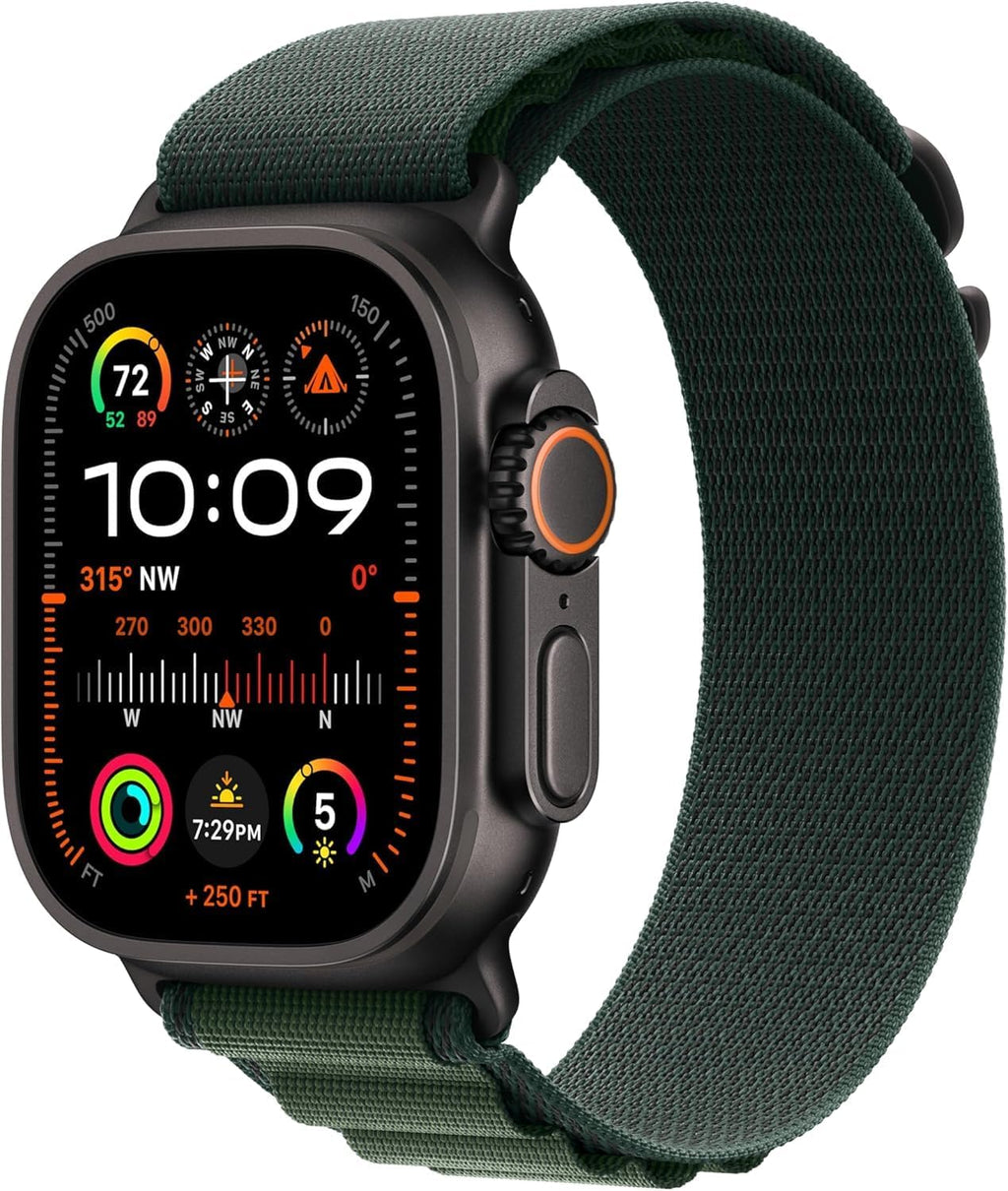Apple Watch Ultra 2 [GPS + Cellular 49mm] - Black Titanium Case with Dark Green Alpine Loop, Large (Renewed Premium)