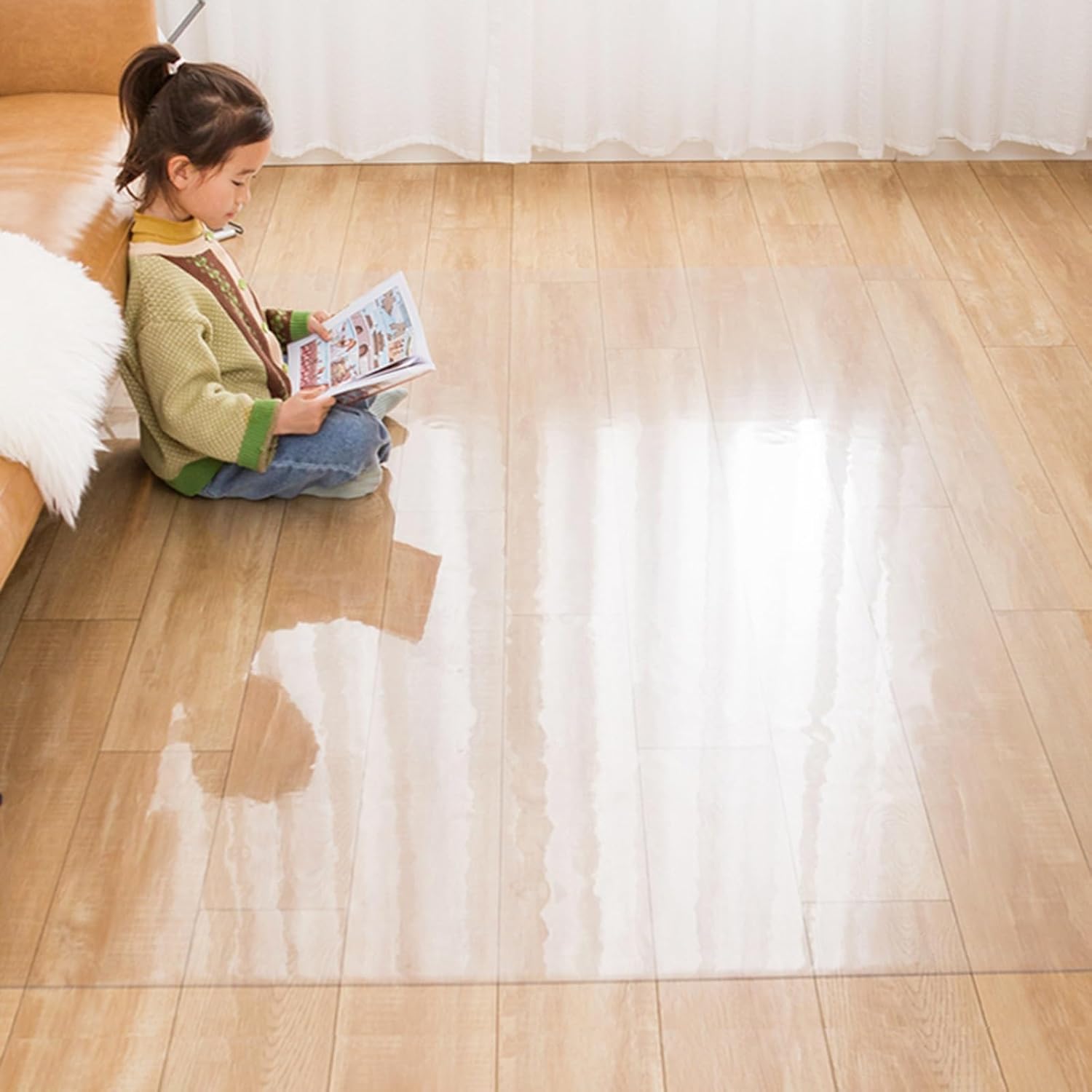Vinyl Clear Desk Chair Mat for Carpet, Wood/Tile Floor Protector, Kitchen Countertop Mat Tabletop Cover Furniture/Cabinet/Shelf Top Protection Pad, Runner Rug Non-Slip (Color : Clear, Size : 4x12f