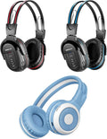 SIMOLIO 2 Pack IR Car Headphones and AuraCast Wireless Headphones for Kids with Mic, Share Port, Bluetooth Foldable Headset & Comfy Travel Set, 2 Channel IR Wireless Headset for Car DVD & Road Trips