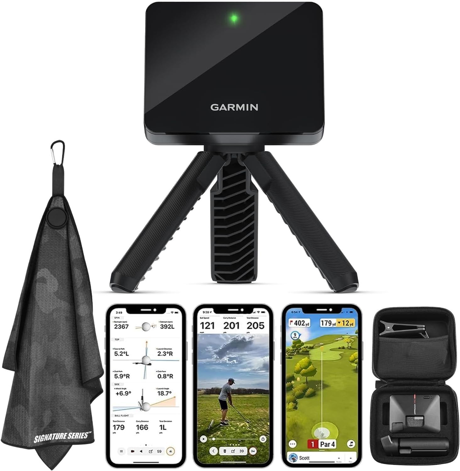 Garmin Approach R10 Portable Golf Launch Monitor | Take Your Game Home or Practice at The Driving Range | Track Metrics, Record Video or Play 43,000+ Courses with Signature Series Golf Towel