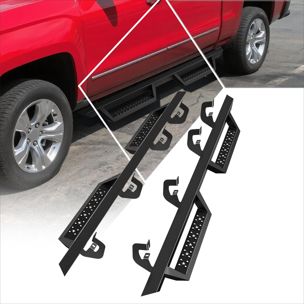 2.75' Black Drop Side Steps Nerf Bars Running Boards Compatible with 07-19 Chevy Silverado/GMC Sierra Crew Cab (Pair)