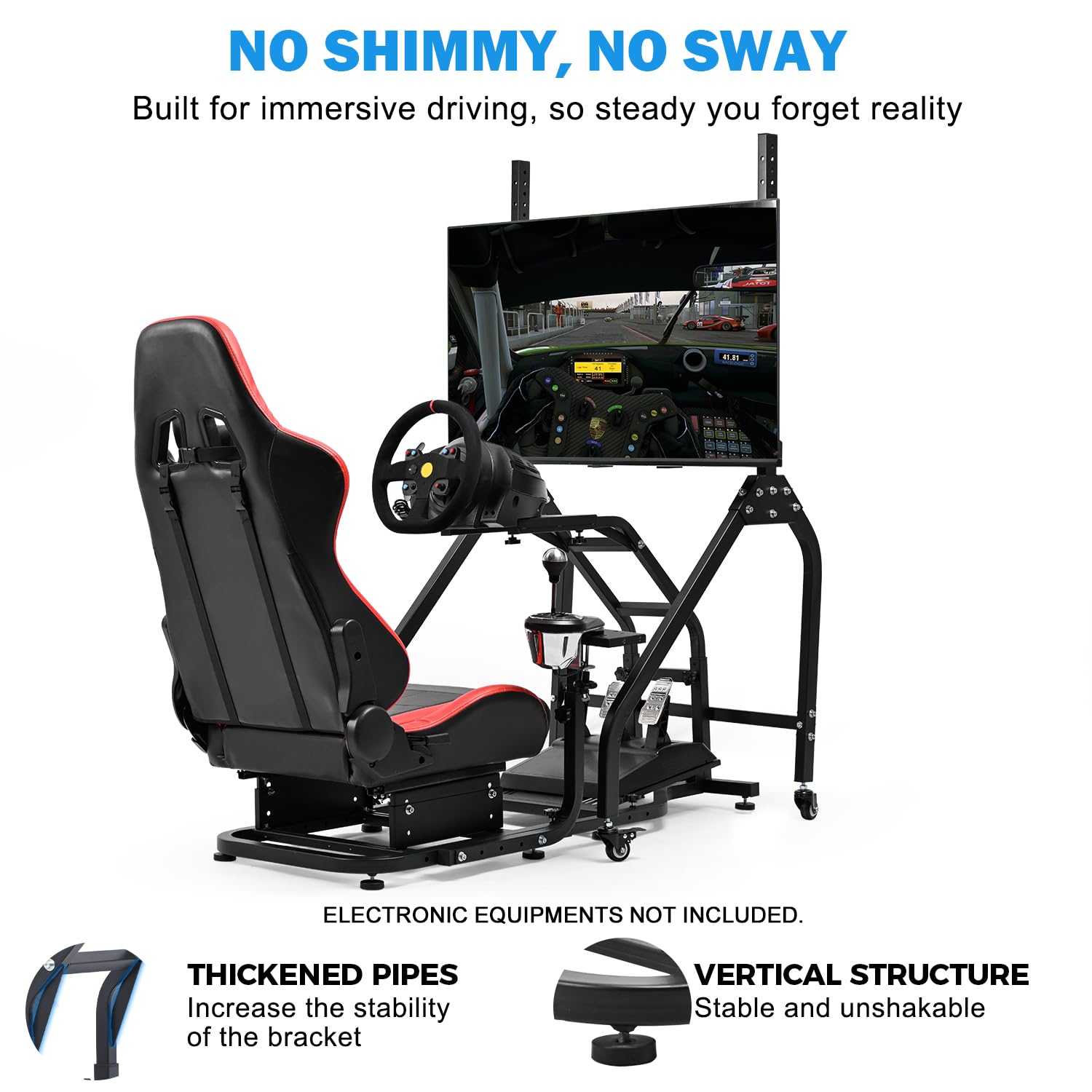 Anman G29 Racing Simulator Cockpit with Movable Monitor Stand and Adjustable Gaming Seat Fit for Logitech G923 G920, for Thrustmaster T80 T150 T248