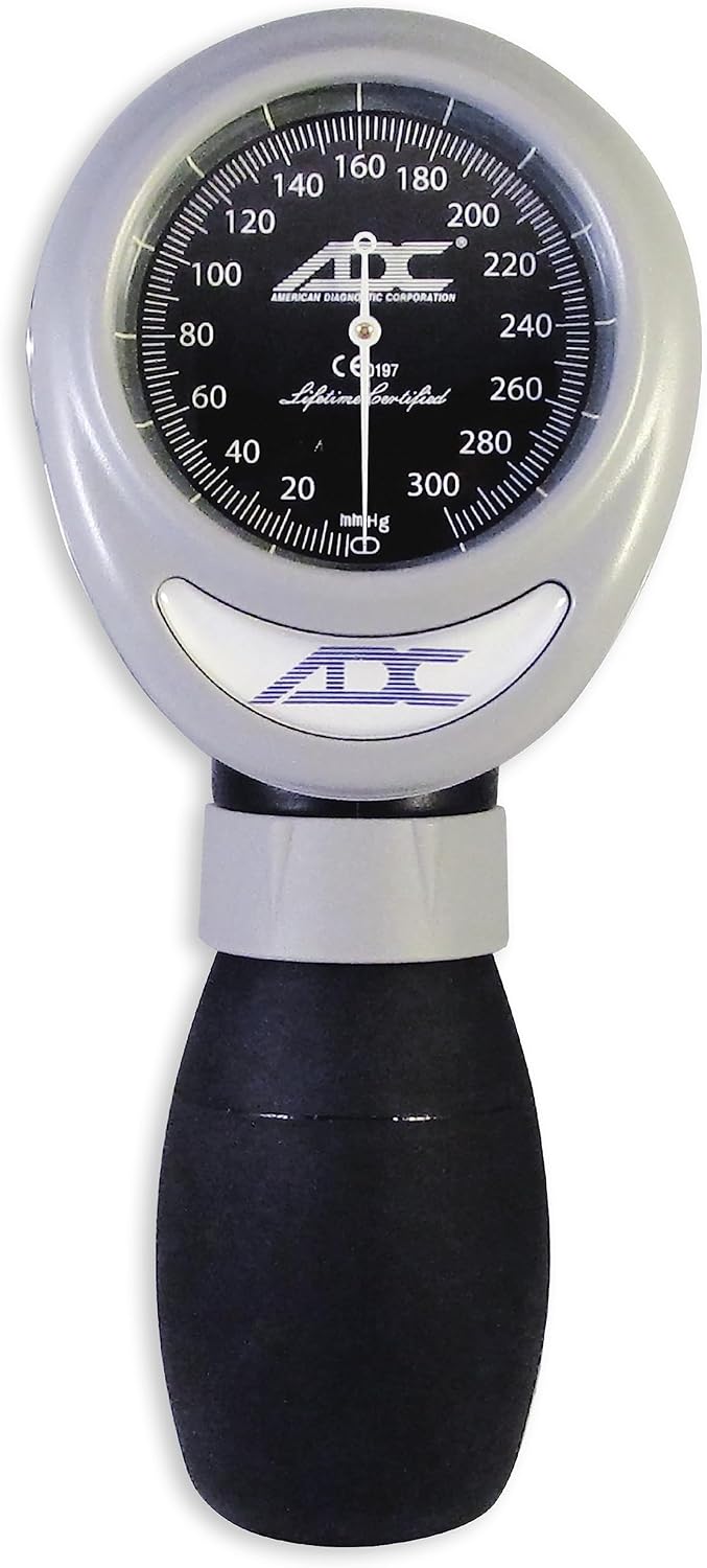 ADC Multikuf 732 4-Cuff EMT Kit with 804 Portable Palm Aneroid Sphygmomanometer, Child, Small Adult, Adult and Large Adult Blood Pressure Cuffs (13-50 cm), Nylon Zipper Storage Case, Black