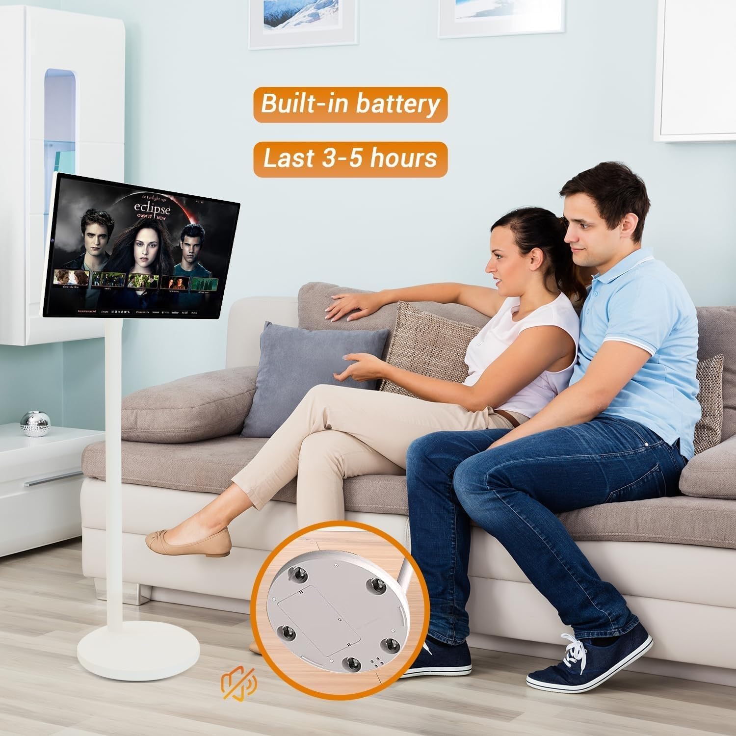 22 Inch 1080p Portable tv Built-in Camera, Portable Touch Screen Monitor Rollable Tablet TV, Wireless TV on Wheels Touchscreen Battery(6-8H) (Upgraded Version - Supports Scalability)