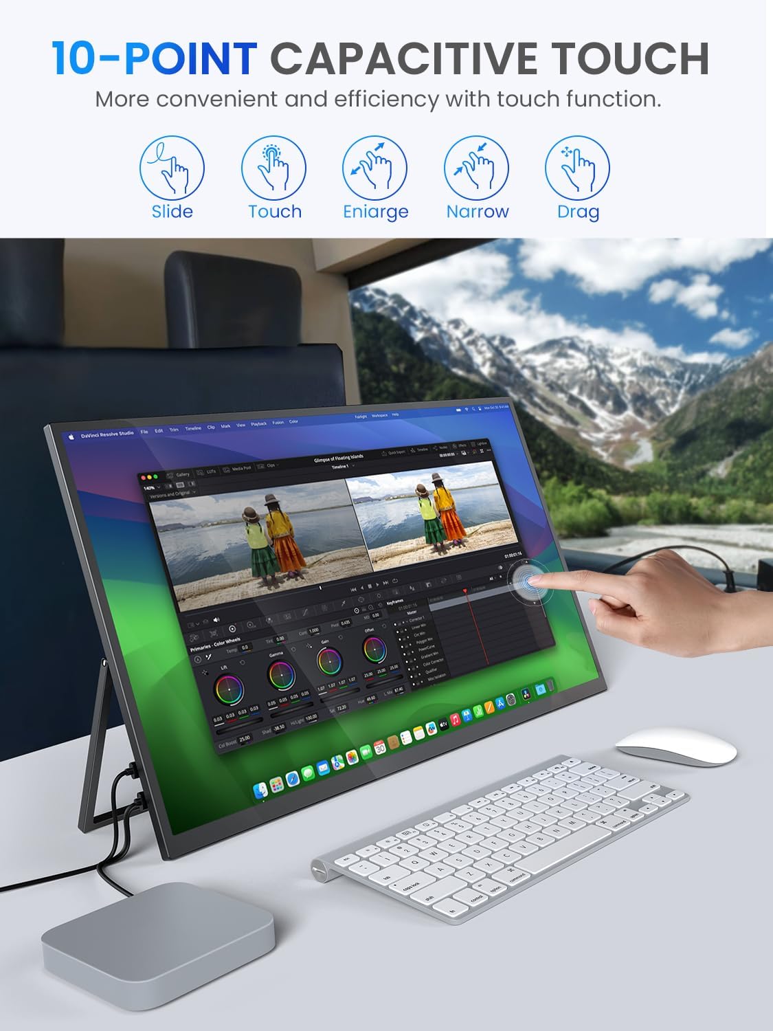 UPERFECT 22' 2K QLED Portable Touchscreen Monitor with 22-inch Laptop Sleeve
