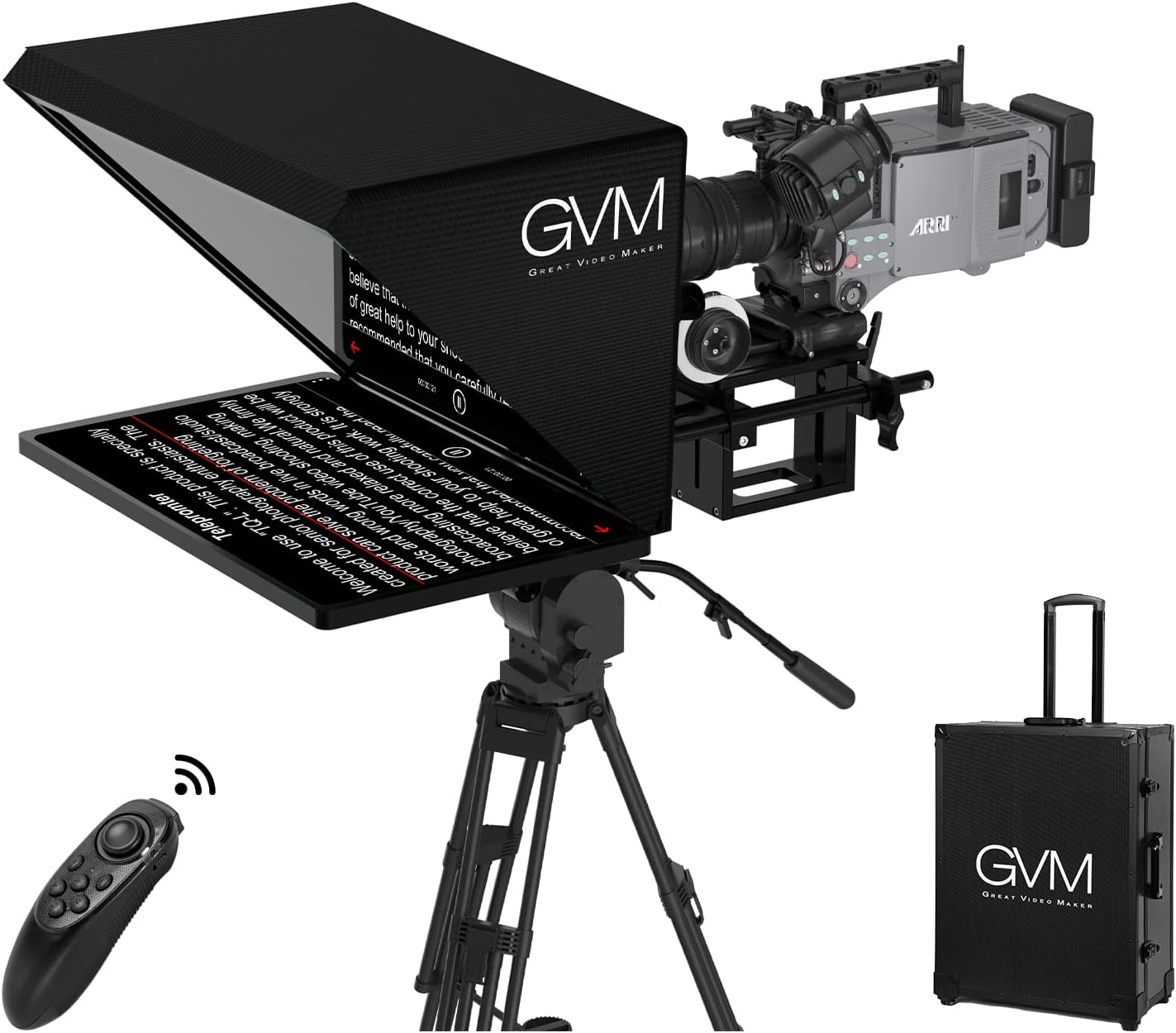 GVM Teleprompter Kit for Digital Cameras/camcorders Portable 18.5'' Teleprompter Kit with Remote Control & App,with 18.5' Android All-in-One Monitor and Carry Case