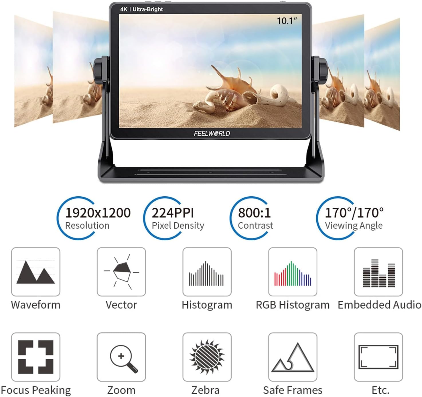 FEELWORLD LUT11 10.1 Inch Video Monitor,Ultra High Bright 2000nit Touch Screen DSLR Camera Field Monitor,4K HDMI,1920X1200 IPS Panel