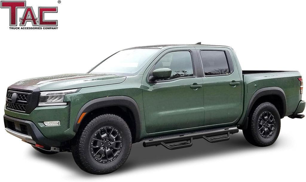 TAC Running Boards Compatible with 2005-2026 Nissan Frontier Crew Cab | 4' Drop Side Steps Nerf Bars | Pickup Truck Off-Road Exterior Accessories | Tubular Style Fine Texture Black