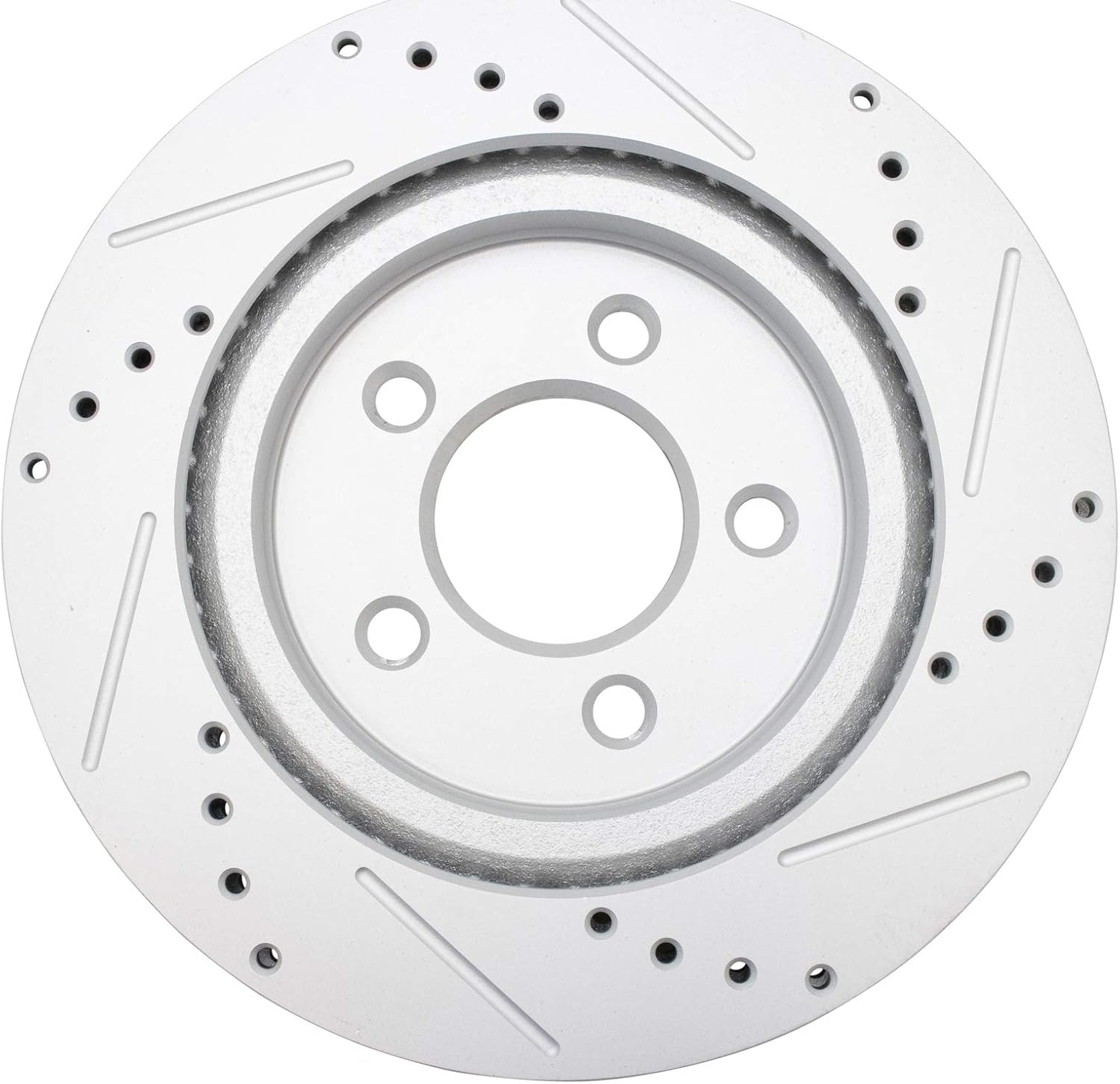 TRQ Front and Rear Brake Rotor Set G Coated Drilled and Slotted Compatible with 2011-2014 Ford Mustang