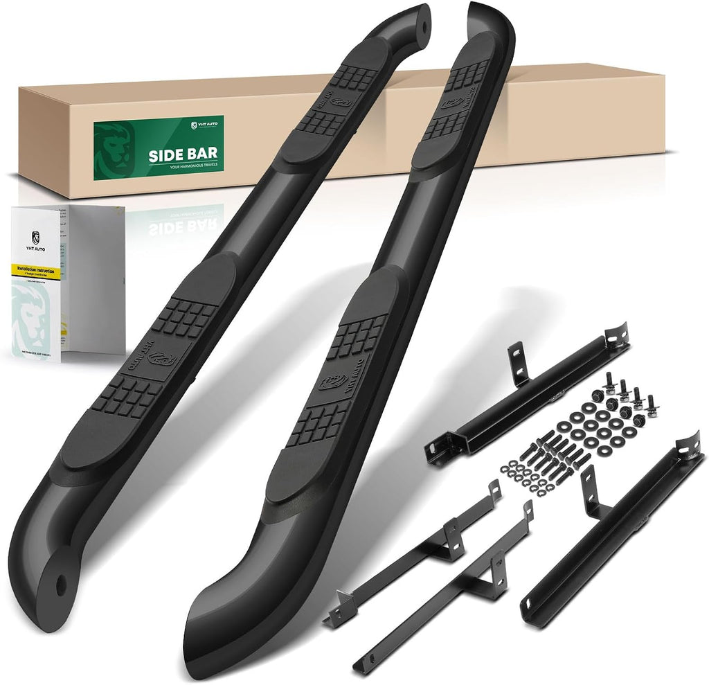 YHTAUTO 3 Inch Running Boards Side Steps Compatible with Honda CR-V 2012 2013 2014 2015 2016, SUV, Round Carbon Steel Black Powder, Cab Side Step Rails Off-Road Exterior Accessories, Set of 2