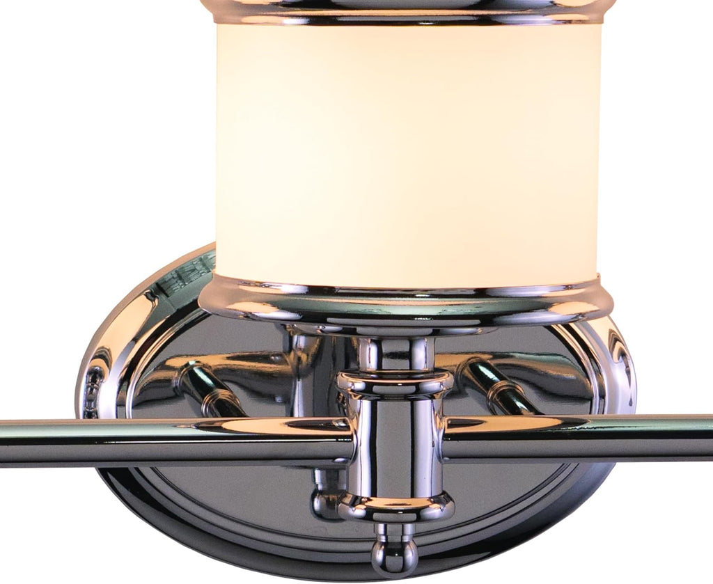 VAXCEL Carlisle 3-Light 22.25 inch Wide Chrome Transitional Bathroom Vanity Lighting Fixture, White Frosted Opal Glass Shade, Dimmable, LED Compatible, Reversible Over The Mirror Mounted Wall Sconce