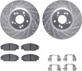 R1 Concepts Front Brake Kit Fits 2002-2006 Acura RSX; 2007-2010 Acura CSX; 2006-2011 Honda Civic| Semi Met Pads, Drilled Slotted Rotors| Hardware| 11.8' Front