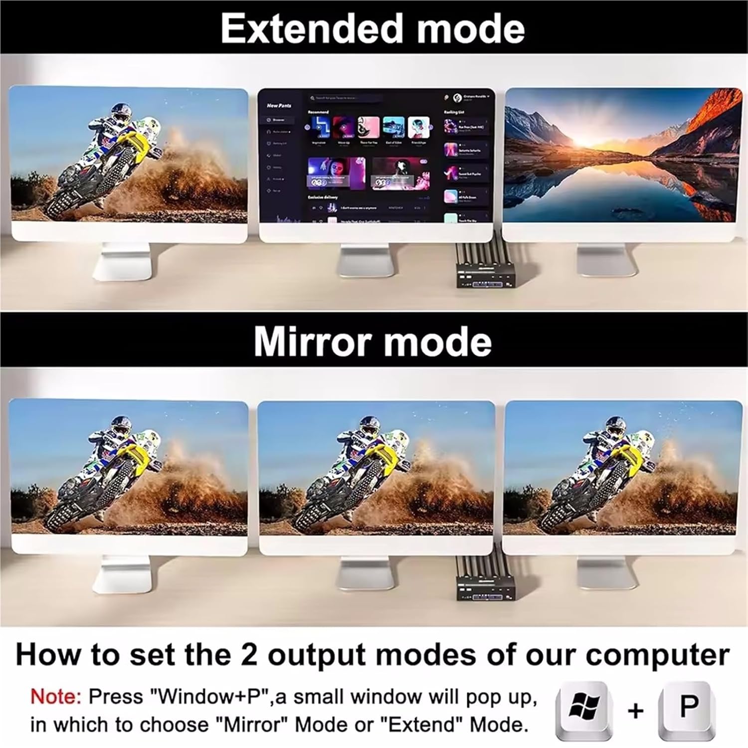 KVM Switch 3 Monitors 3 Computers 8K@60Hz 4K@144Hz, HDMI+2 Displayport KVM Switch Triple Monitor for 3 Computer Share 3 Monitor(US Plug)