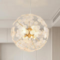 Modern Farmhouse Spherical Glass Chandelier Gold Floral Pendant Lighting Fixture Flower Height Adjustable Hanging 9 Light for Dining Room, Living Room, Bedroom, Hallway, Kitchen, Foyer