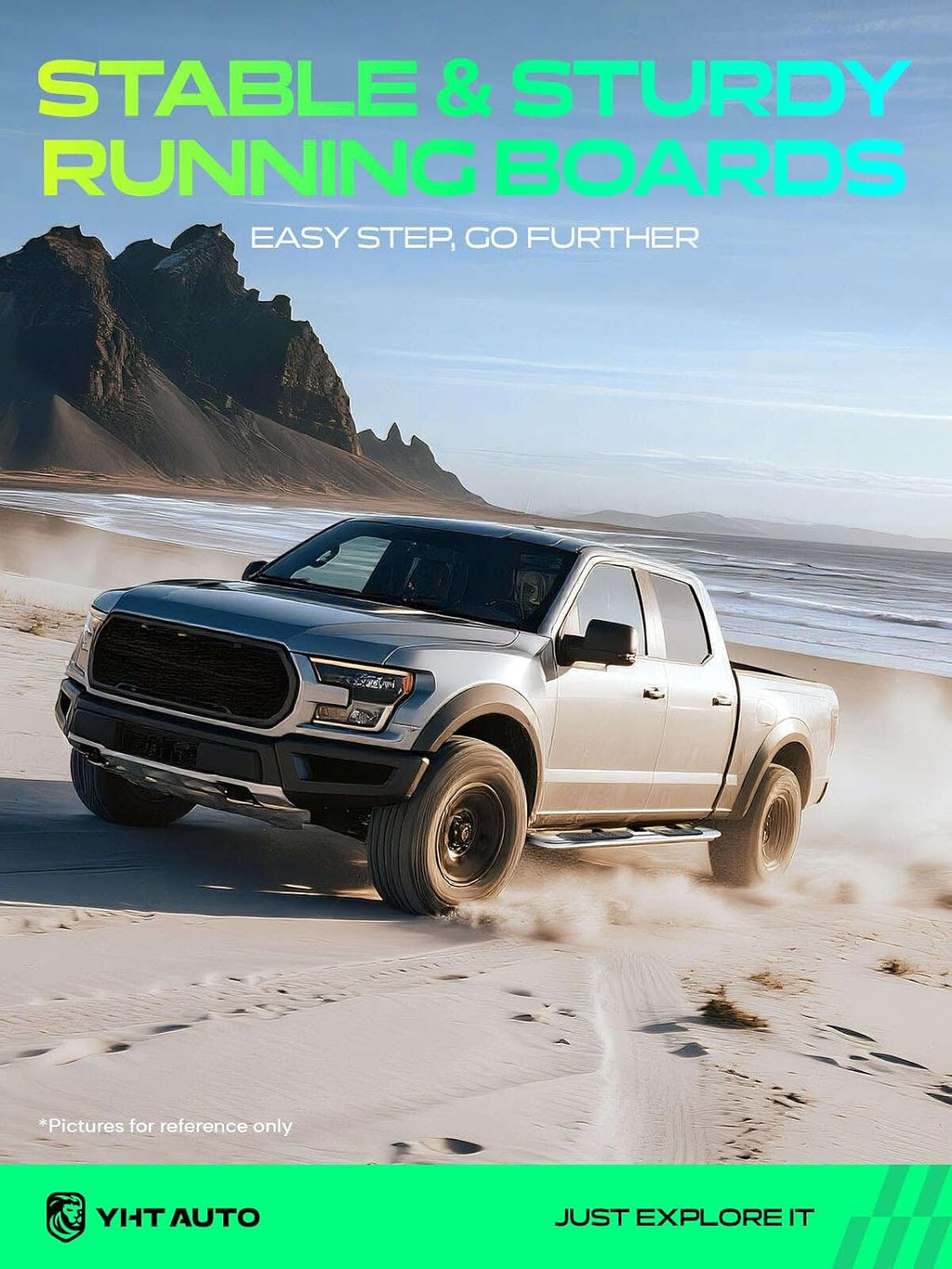 YHTAUTO 6.5 Inch Running Boards Fit for Dodge Ram 1500 2019-2025 (Excl. Ram 1500 Classic) (Extended Cab/Quad Cab) Side Steps Carbon Steel Step Bars Off-Road Exterior Accessories