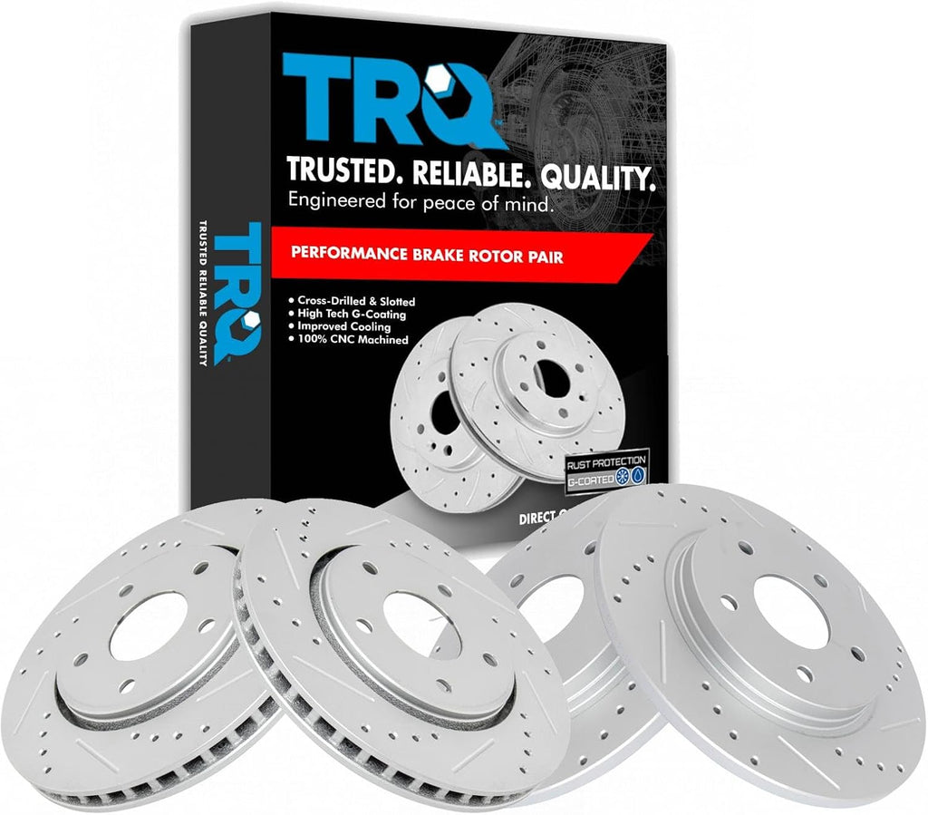TRQ Front & Rear Brake Performance Rotor Kit Set of 4 Compatible with Chrysler Dodge Ram VW