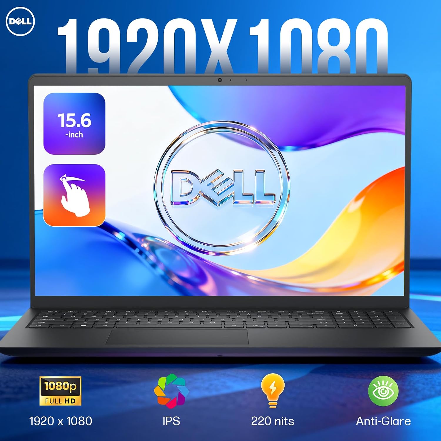 Dell 15 2026 DC15250 Touchscreen Laptop, Intel 10-Core i7-1355U, 15.6'' FHD Anti-Glare Display, 16 GB RAM, 1 TB SSD, FHD Webcam, Copilot AI, Wi-Fi 6, Win 11 Pro, for Business & Student, Carbon Black