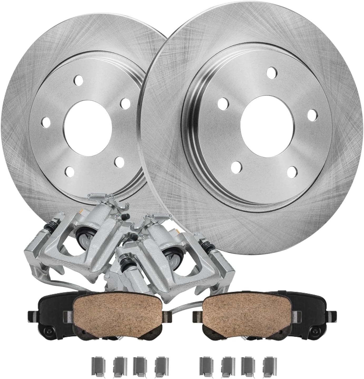 Detroit Axle - Rear Brake Kit for 2009 2010 2011 2012 Chrysler Town & Country Dodge Grand Caravan Routan Brake Rotors Brake Calipers w/Brackets Brakes Pads Replacement: 12' inch Rotor