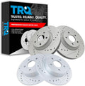 TRQ Performance Front and Rear Brake Rotor Set G Coated Drilled and Slotted Compatible with 2013-2017 Ford C-Max 2013-2016 Escape