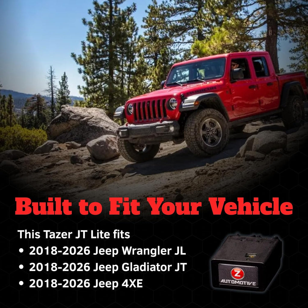 Z Automotive Tazer JL JT Lite Programmer | Fits 2020-2024 Jeep Wrangler JL and 2018-2024 Gladiator JT | Change Tire Size, Gear Ratio, TPMS and More!