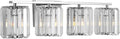 JONATHAN Y 4.75' Chrome 4-Light Vintage Glam LED Vanity Light Wall Sconce Fixture with Clear Crystal Prism Shade, Hardwired Wall Lamp for Bathroom Mirror Hallway, LED Bulb Included (JYL3555A)