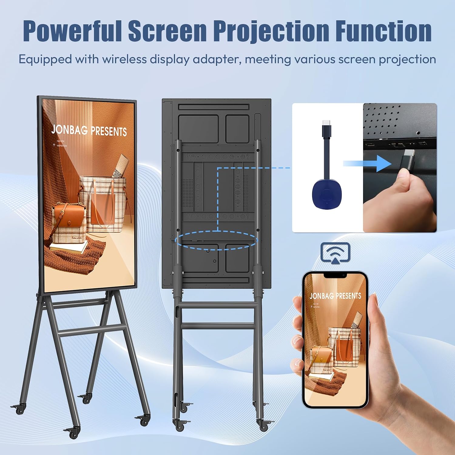 MWE 43 Inch Mobile Digital Signage Display Touchscreen Kiosk with Flight Case, Portable LCD Screen with Screen Mirroring App Publishing, Advertising Display Poster, Android OS