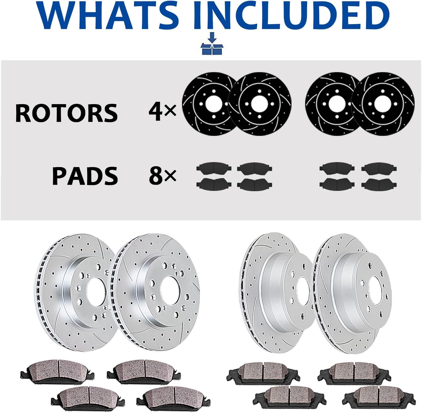 Acinoparts Brake Kit Front （10.31 Inch）and Rear （10.24 Inch）Drilled and Slotted Brake Rotors Ceramic Brake Pads for Honda Civic （4-Wheel Disc Brakes）2006 2007 2008 2009 2010 2011
