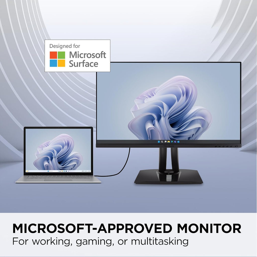 ViewSonic VP275-4K 27 Inch 4K ColorPro Monitor Designed for Surface, IPS with 100% sRGB and Pantone Validated for Improved Workflows, Advanced Ergonomics, and 60W USB-C Inputs