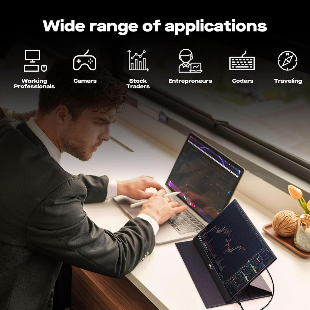 MP Mobile Pixels Fold Portable Monitor, 15.6 '1080P Full HD Laptop Monitor, Plug and Play USB C/HDMI Travel Monitors with Smart Case for macOS/Windows/Android/Switch