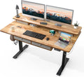 FiCiHi Adjustable Height Standing Desk with 4 Drawers,55 x 30 inches Electric Sit Stand Home Office Desk with Two Tiers, 3 Memory Presets, Monitor Stand Riser, USB A/C Charging Port