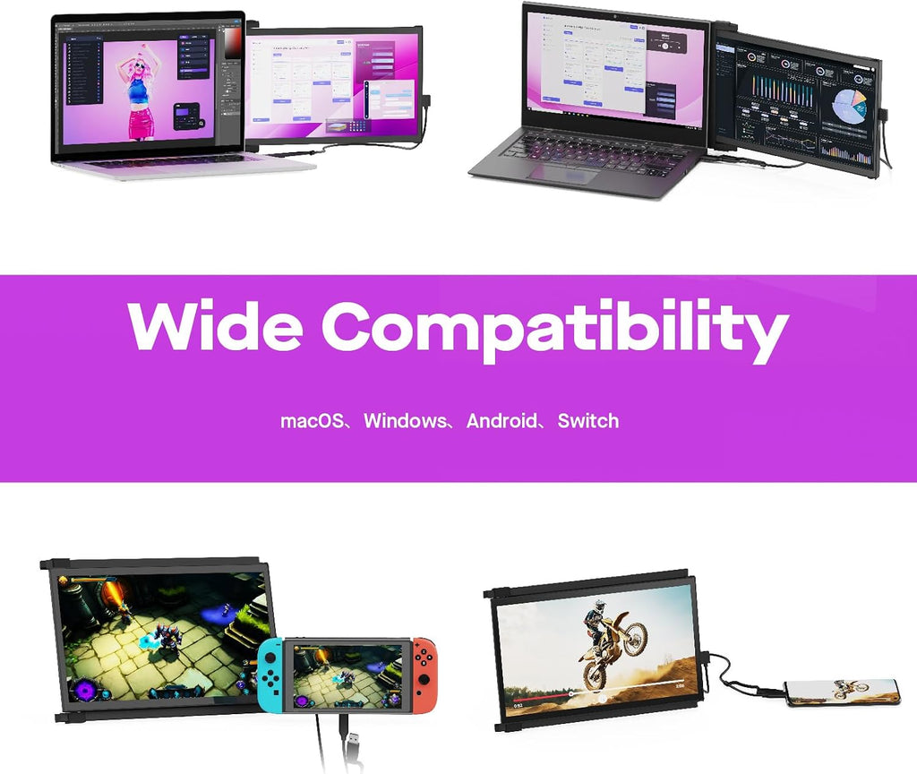 Mobile Pixels Portable Monitor, Duex Max DS Laptop Monitor Extender, 14.1 Inch 1080P FHD IPS, Plug and Play,Travel Monitors Extender for 14''-17 '' Laptops, Compatible with Windows/Mac/Android/Switch