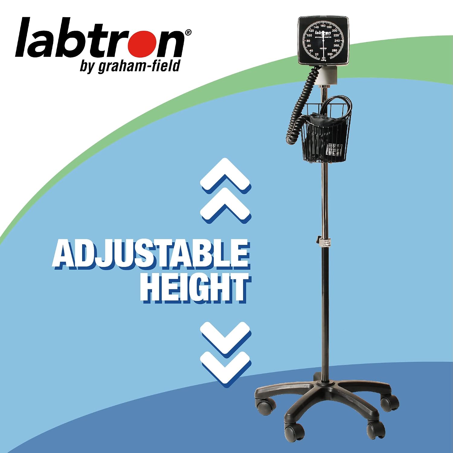 Graham-Field Mobile Blood Pressure Monitor with Rolling Stand, Adult Large BP Cuff, Height-Adjustable