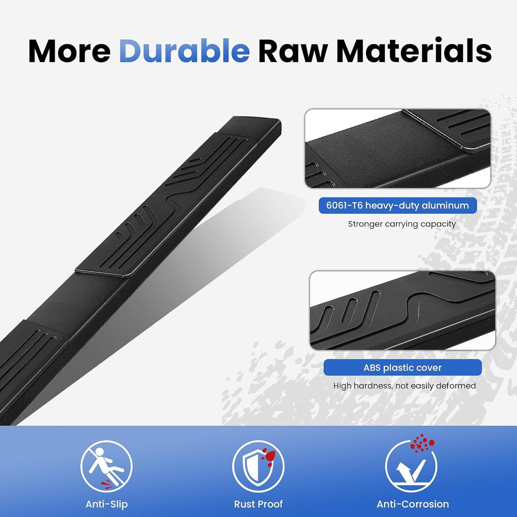 PZ 6.5' Running Boards Anti-Slip Side Steps Compatible with Chevy Silverado 1500/GMC Sierra 1500 2019-2026 Crew Cab, 2020-2026 2500HD 3500HD,500LBS No Drill Truck Running Boards Direct Fit Nerf Bar