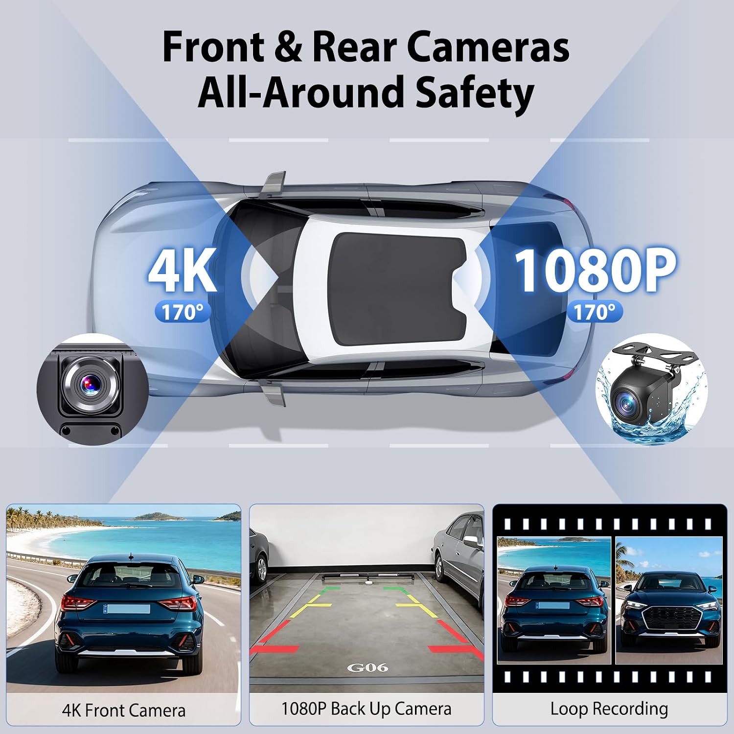 10.26' Wireless CarPlay Screen for Car: 4K Dash Cam & 1080P Backup Camera, Portable Touchscreen Car Stereo for Apple Carplay & Android Auto, GPS Navigation, Mirror Link BT FM Voice Control (ADAS)
