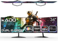 Kado Dual Gaming Monitor Setup - 2-Pack 34' 100Hz Ultrawide 21:9 3440x1440 WQHD Computer Monitor 103% sRGB, Stacked Gaming AMD FreeSync Premium, VESA Mount HDMI DisplayPort Built-in Speakers