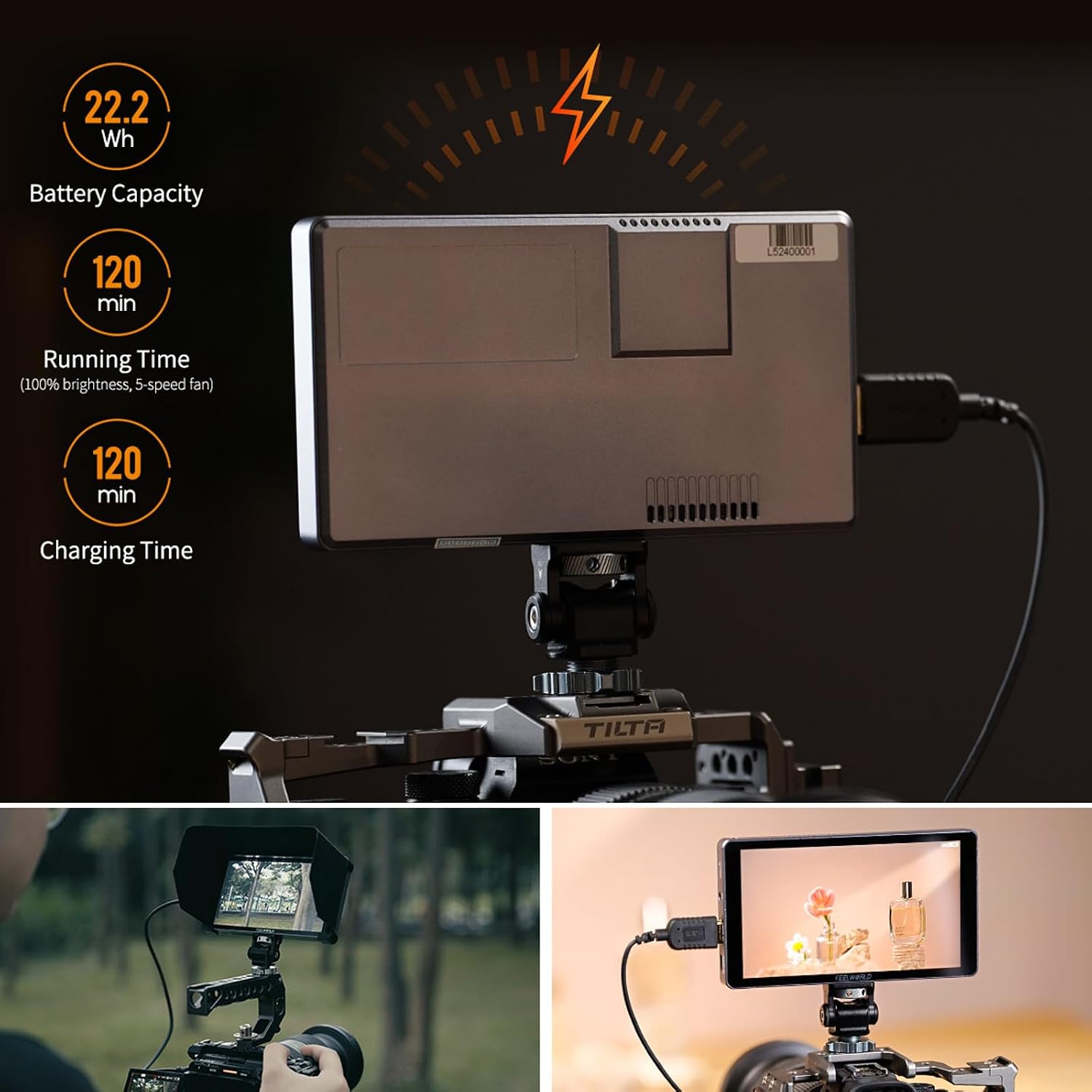 FEELWORLD P6XL 6 Inch Camera Monitor Built-in Battery,1200nits Bright,Touch Screen,4k HDMI/HDR Monitoring/Custom 3D-LUT