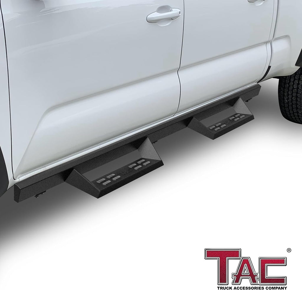 TAC Sniper Running Boards Fit 2024-2026 Toyota Tacoma Double Cab (Incl. Hybrid Model) 4' Drop Side Steps Nerf Bars Automotive Exterior Accessories Fine Texture Black 2pcs