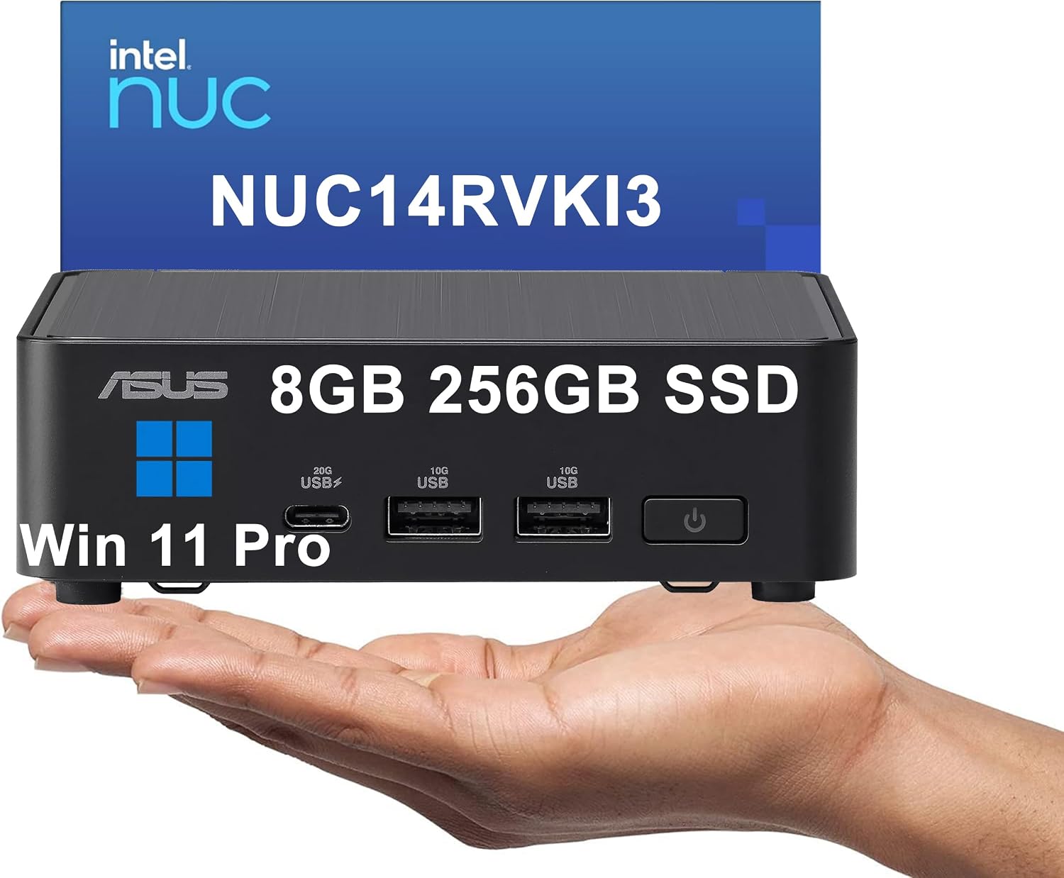 Intel NUC 14 Pro Slim Kit Mini PC (Intel Core 3 100U (> i7-1165G7), 8GB DDR5 RAM, 256GB SSD) Business Desktop, Support 4x 4K Monitors, 2x Thunderbolt 4, Wi-Fi 6E, Win 11 Pro, NUC14RVKI3 - ASUS NUC