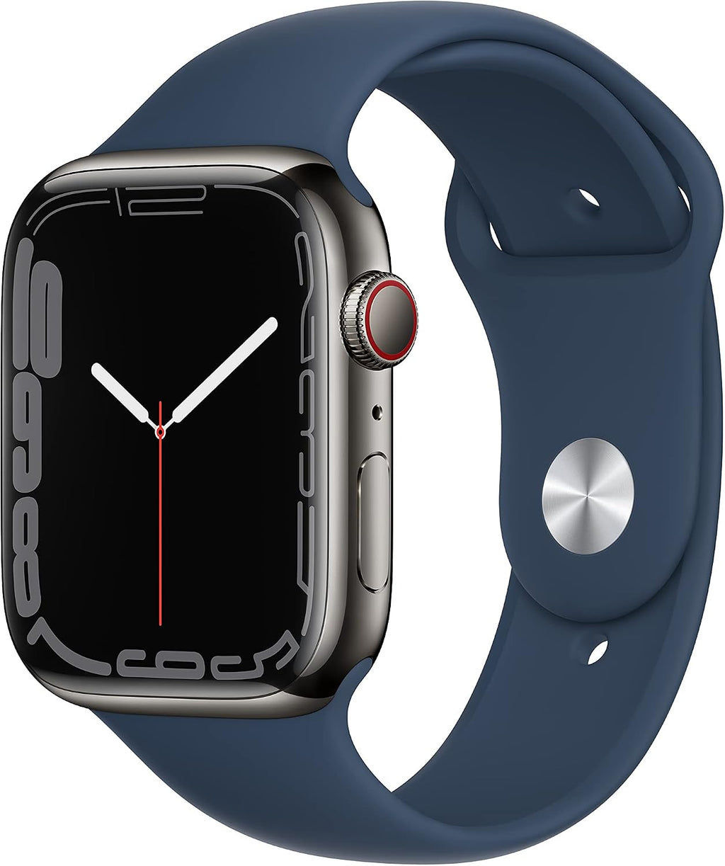 Apple Watch Series 7 (GPS + Cellular, 45MM) - Graphite Stainless Steel Case with Abyss Blue Sport Band (Renewed Premium)