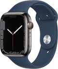 Apple Watch Series 7 (GPS + Cellular, 45MM) - Graphite Stainless Steel Case with Abyss Blue Sport Band (Renewed Premium)
