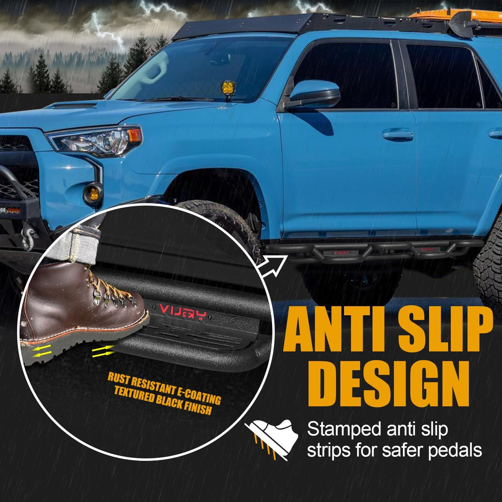 Side Step Running Boards Compatible with 2010-2024 Toyota 4Runner Trail Edition & 2014-2024 4Runner SR5/TRD Pro, Rail Nerf Bars,Blakc&Red(Powder Coated)