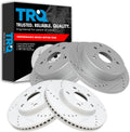 TRQ Performance Front and Rear Brake Rotor Set G Coated Drilled and Slotted Compatible with 2010-2012 Lexus HS250h 2006-2018 Toyota RAV4
