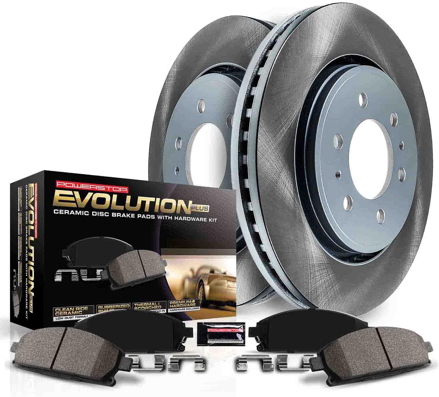 PowerStop Front Brake Kit for Honda Civic 1993-95 | Honda Civic del Sol 1994-97 | Honda Fit 2007-08 - Ceramic Brake Pads + Semi Coated Rotors Replacement, SC694