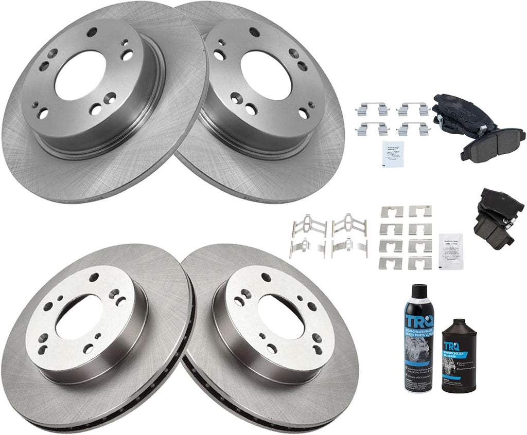 Front and Rear Brake Pad & Rotor Kit, with Chemical Kit Ceramic Compatible with 2006-2011 Honda Civic