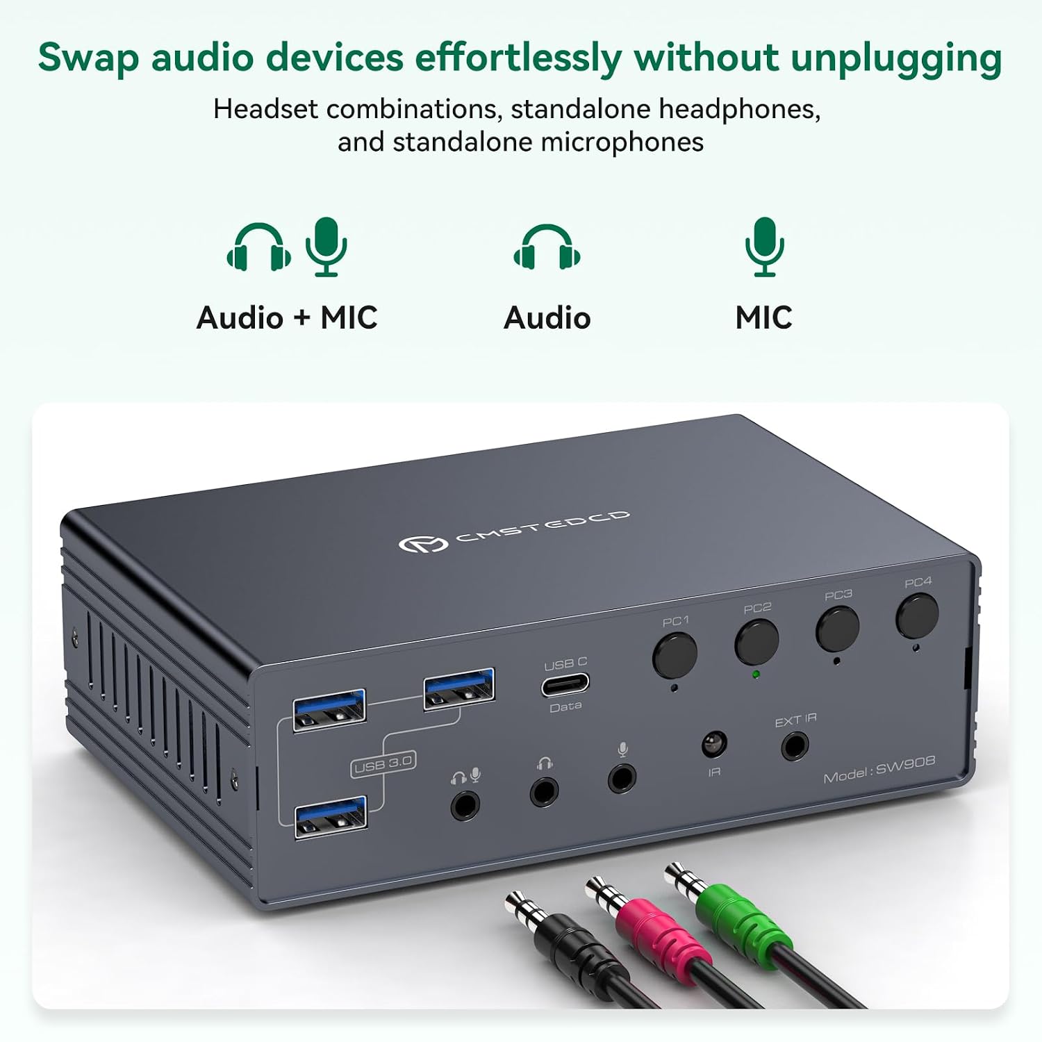 Thunderbolt 4 KVM Switch Docking Station for 3 Monitors 4 laptops/Macbooks Extended Triple 4K60Hz HDMI Display with Displaylink USB3.0/USB C, M1/M2/M3/M4 Mac/Windows/Chrome etc.with Audio and Ethernet