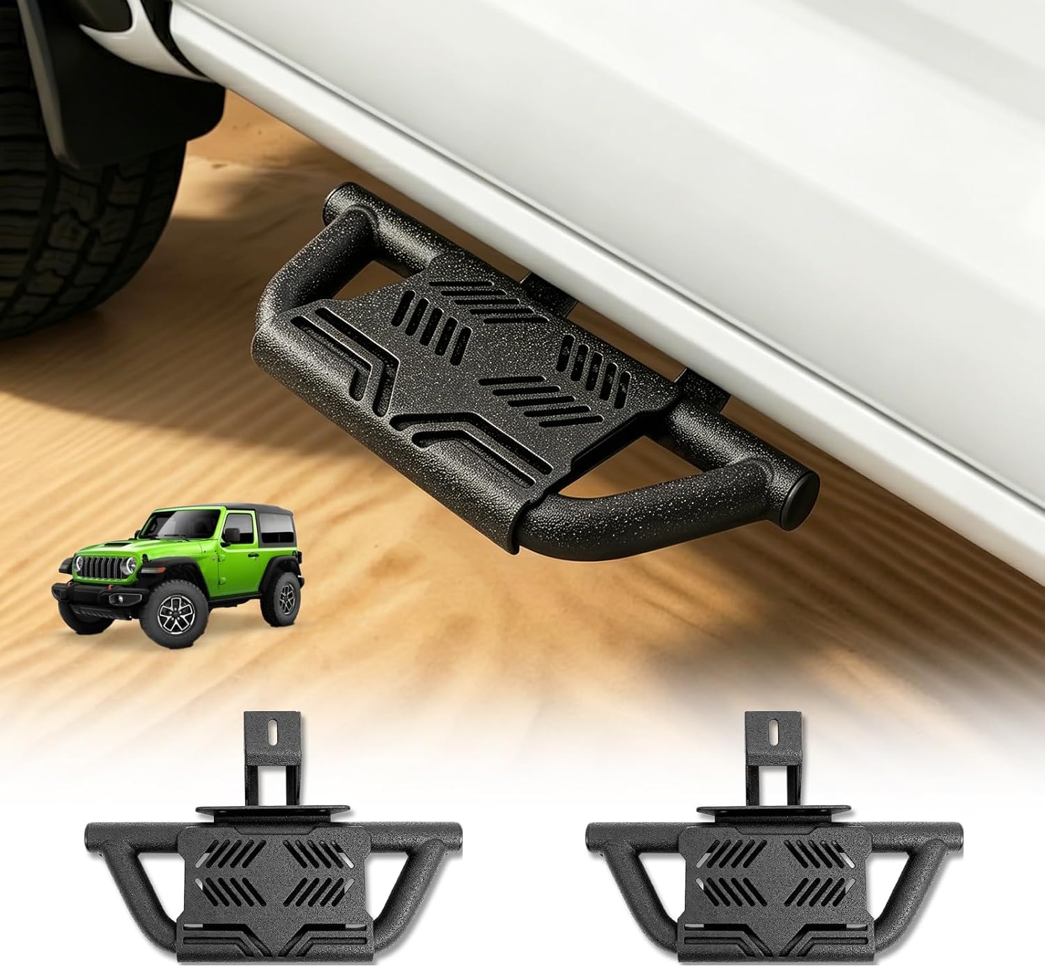 Trumgeta Auxchemic Anti-Rust Running Boards Fit for 2018-2026 Jeep Wrangler JL 2-Dr/4-Dr(NOT for Rock Rails), Scratch Resistant Side Steps, Heavy Duty Carbon Steel, Off-Road Rock Protection