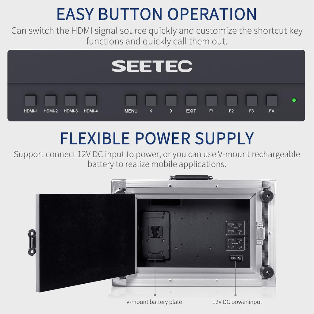 15.6 Inch Production Monitor ATEM156-CO 4K HDMI Output Inputs Quad Split Display 1920 x 1080 Full HD Live Streaming Portable Broadcast Direction Monitor for Video Switcher Mixer